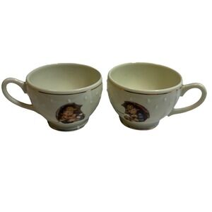 2 VTG Collectible Porcelain MJ Hummel Umbrella Girl / Boy Coffee Tea Cups